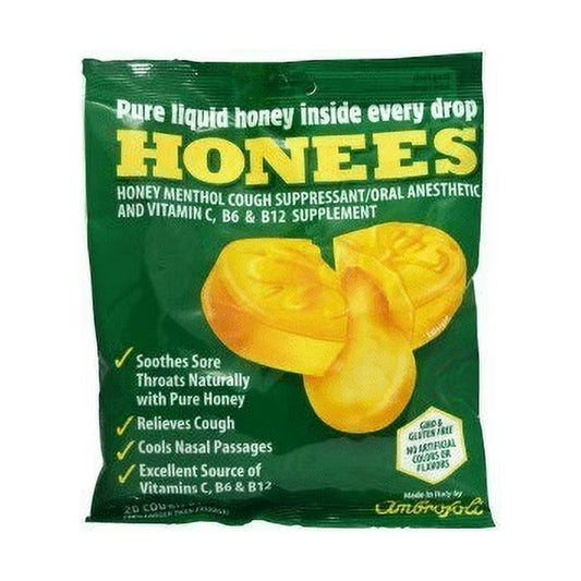 Honees Honey Cough Drops 20 Piece Bag