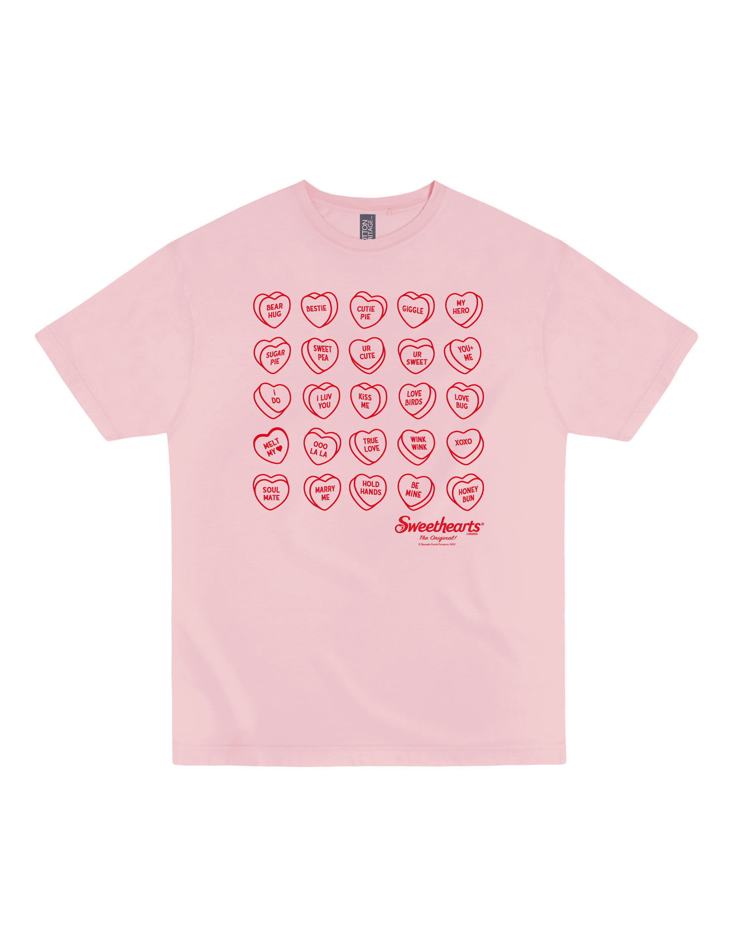 Sweethearts® Simple Classic Conversation Hearts Pattern Garment-Dyed Tee