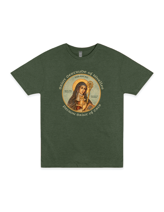 Saint Gertrude of Nivelles | Patron Saint of Cats Tee