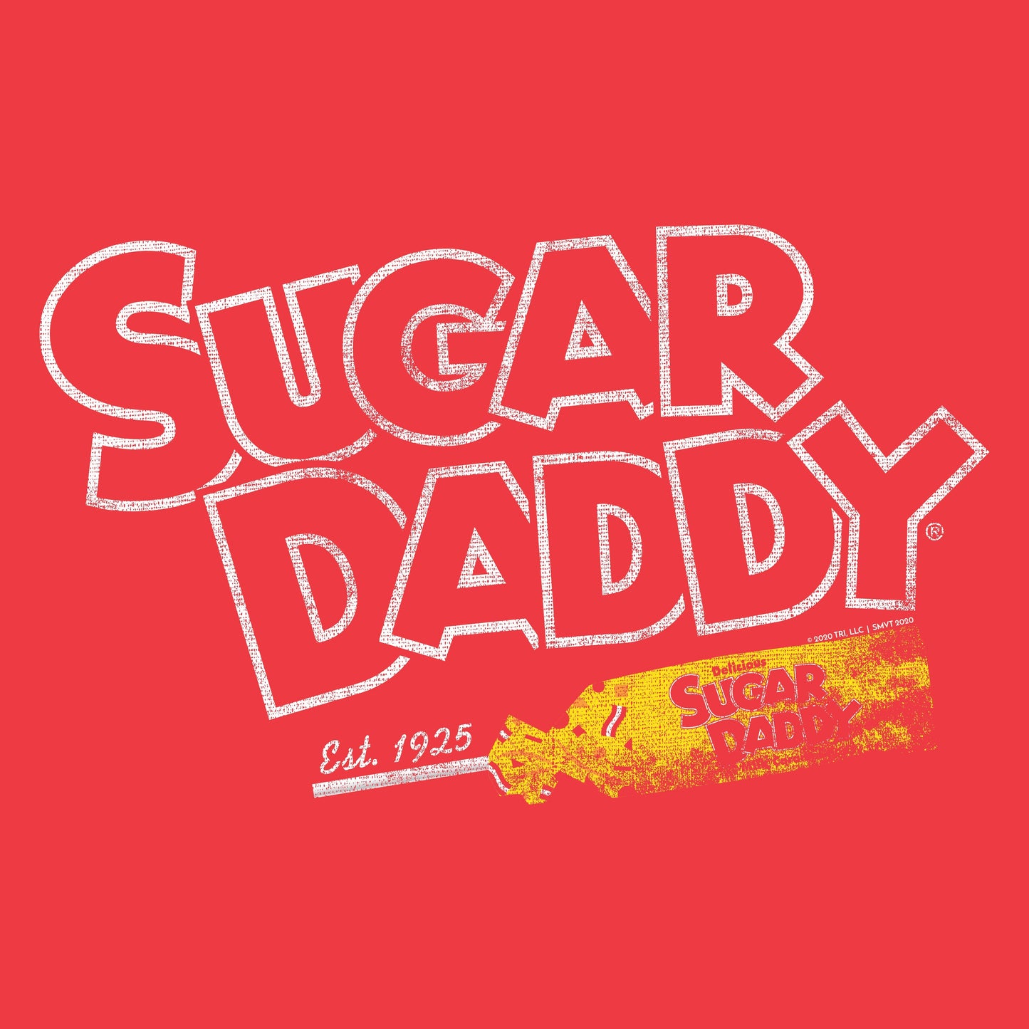 close up of sugar daddy whos your daddy retro candy graphic