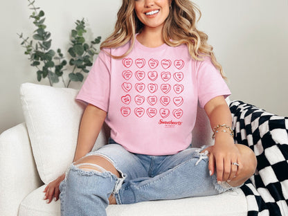 Sweethearts® Simple Classic Conversation Hearts Pattern Garment-Dyed Tee