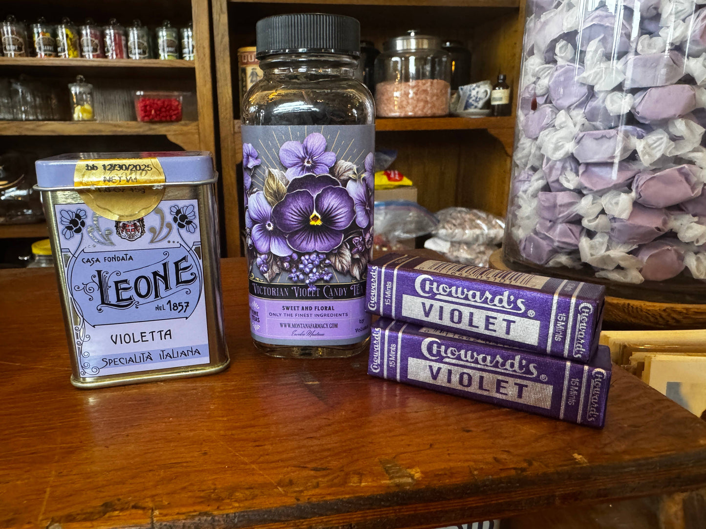 Vintage Victorian Violet Candy Tea Candied French Tea in Jar