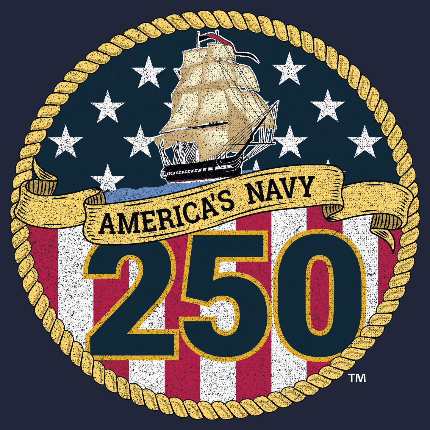 close up of americas navy 250th anniversary military graphic