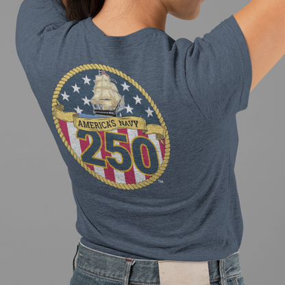 unisex americas navy 250th anniversary t shirt worn casually patriotic military outfit
