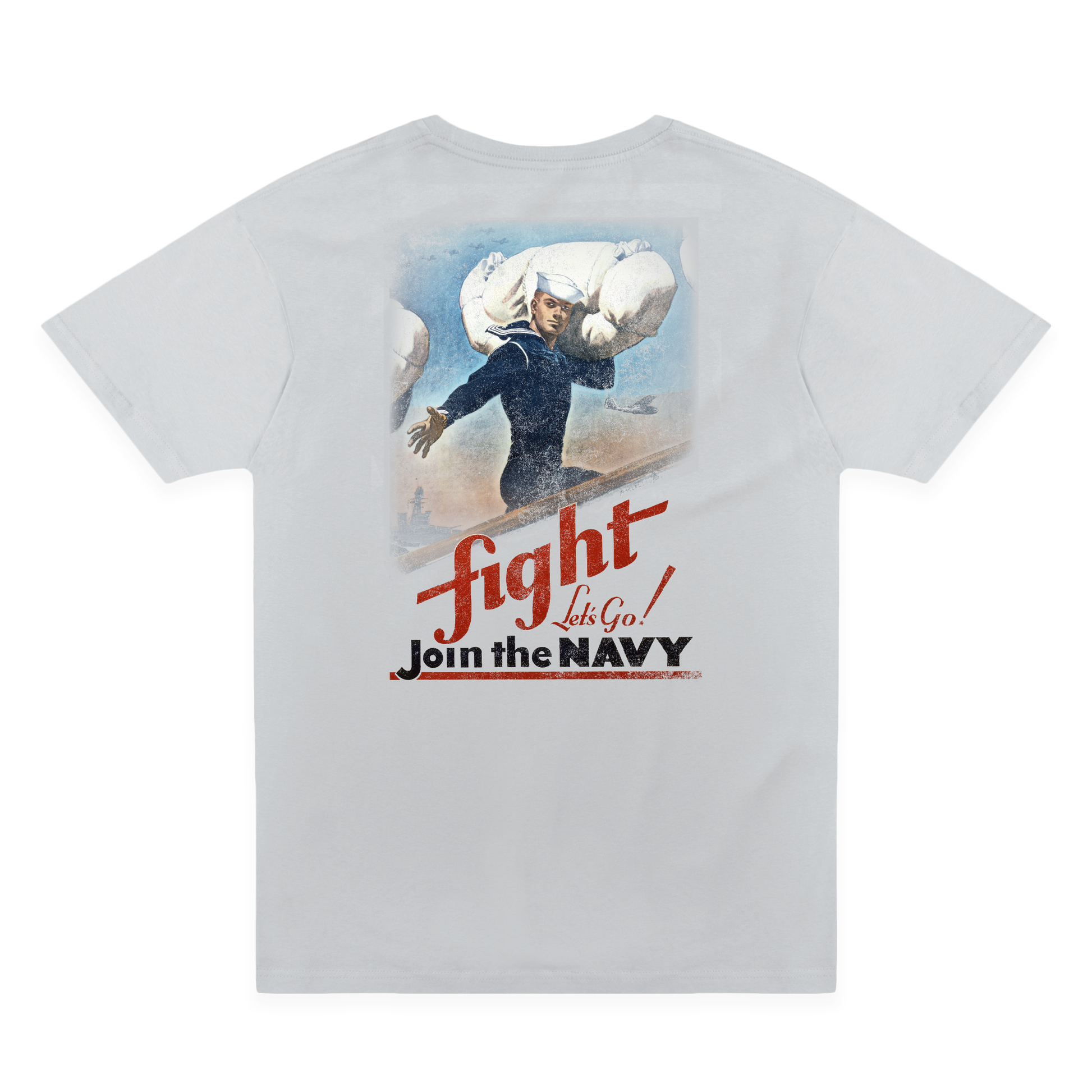 americas navy fight lets go vintage us navy poster graphic t shirt officially licensed unisex tee