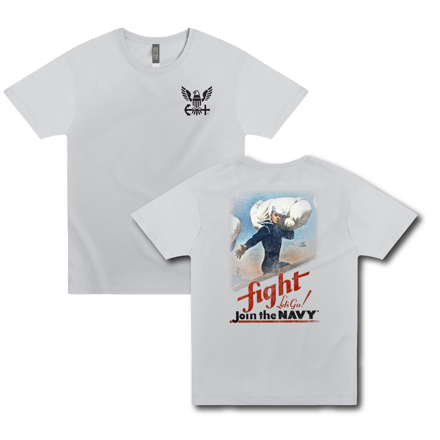 americas navy fight lets go vintage us navy poster graphic t shirt officially licensed unisex tee