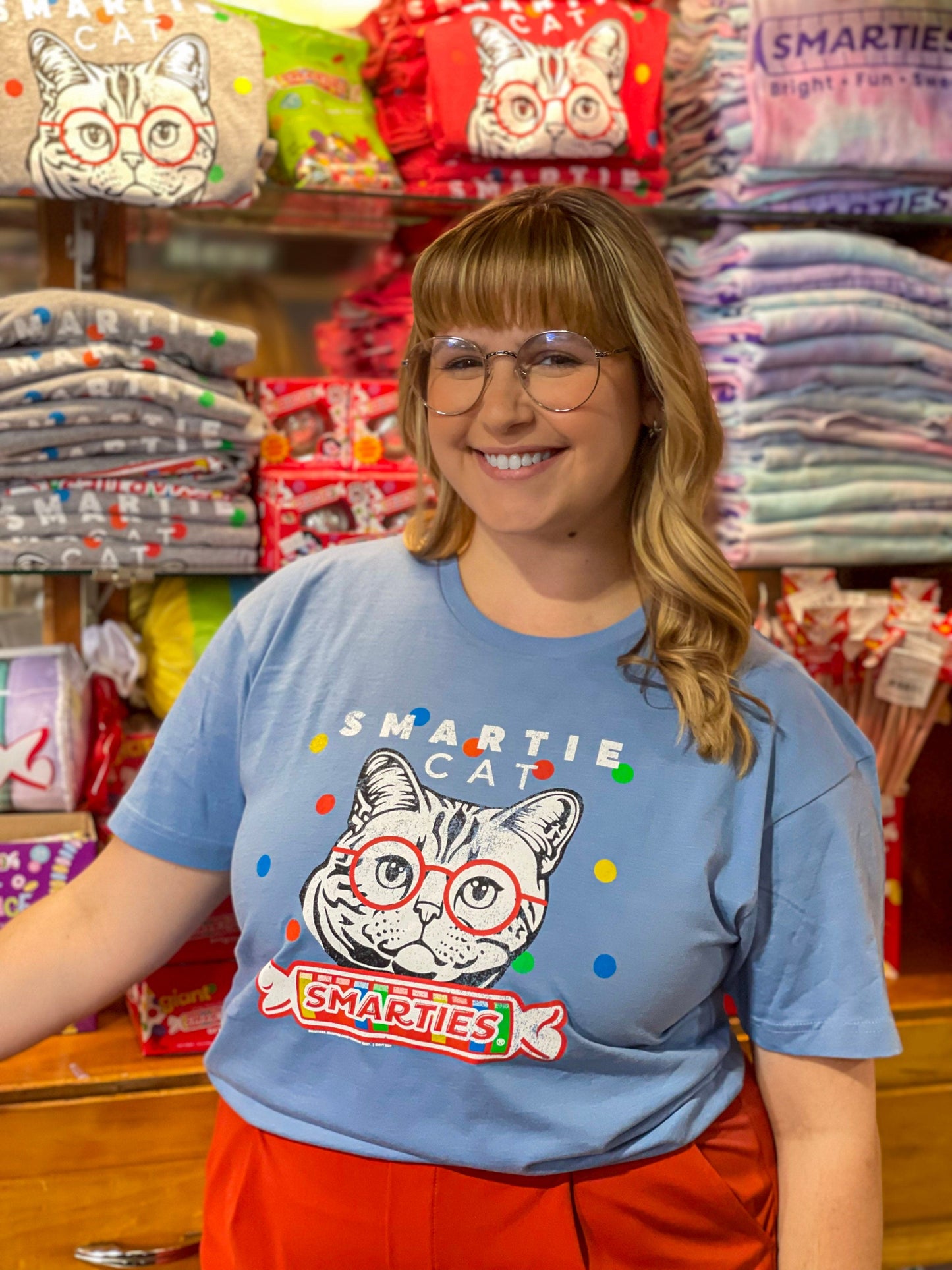 unisex smarties smartie cat shirt styled casually for candy lovers and cat enthusiasts