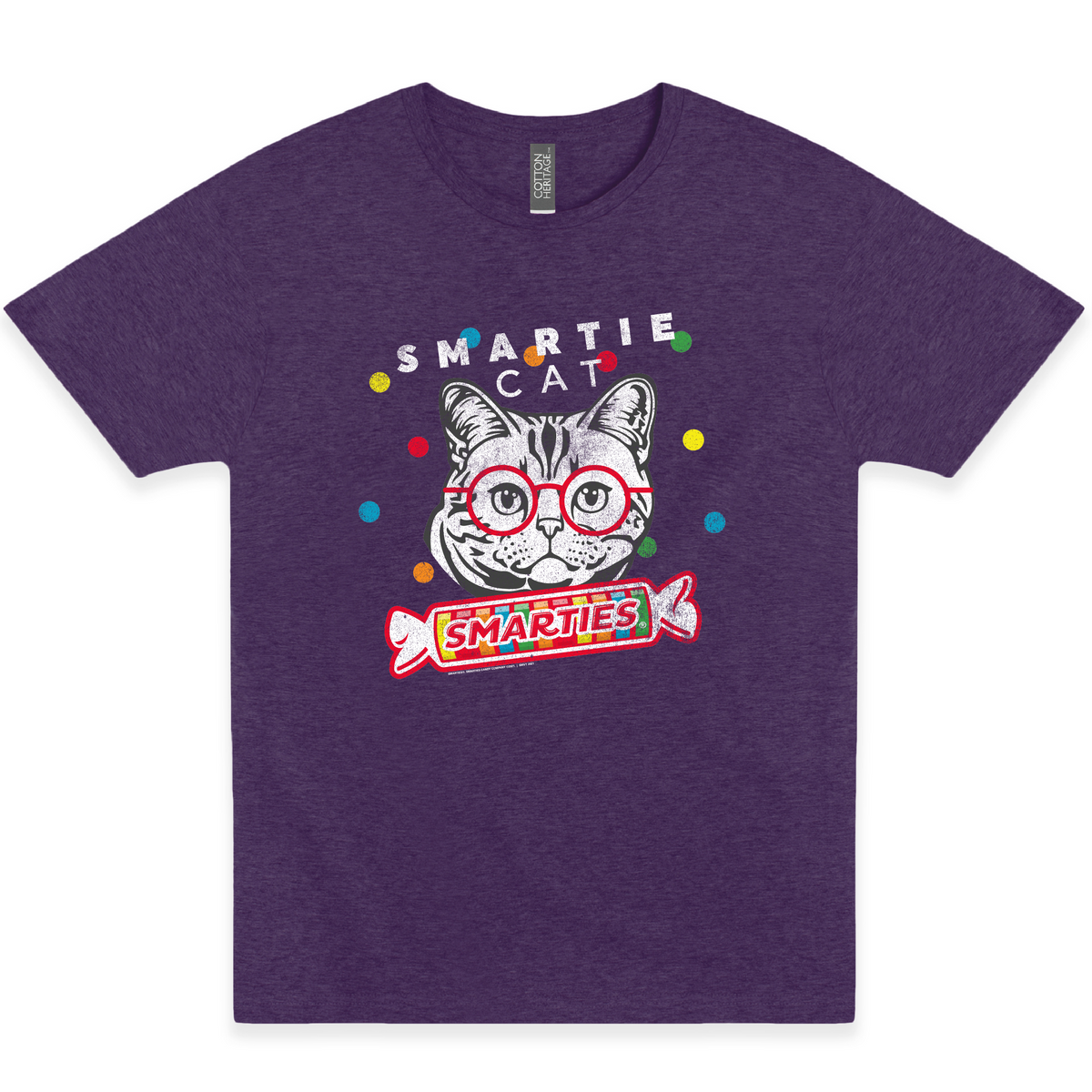 Are YOU a Smartie Cat? Smarties Unisex Graphic T-Shirt in heather purple