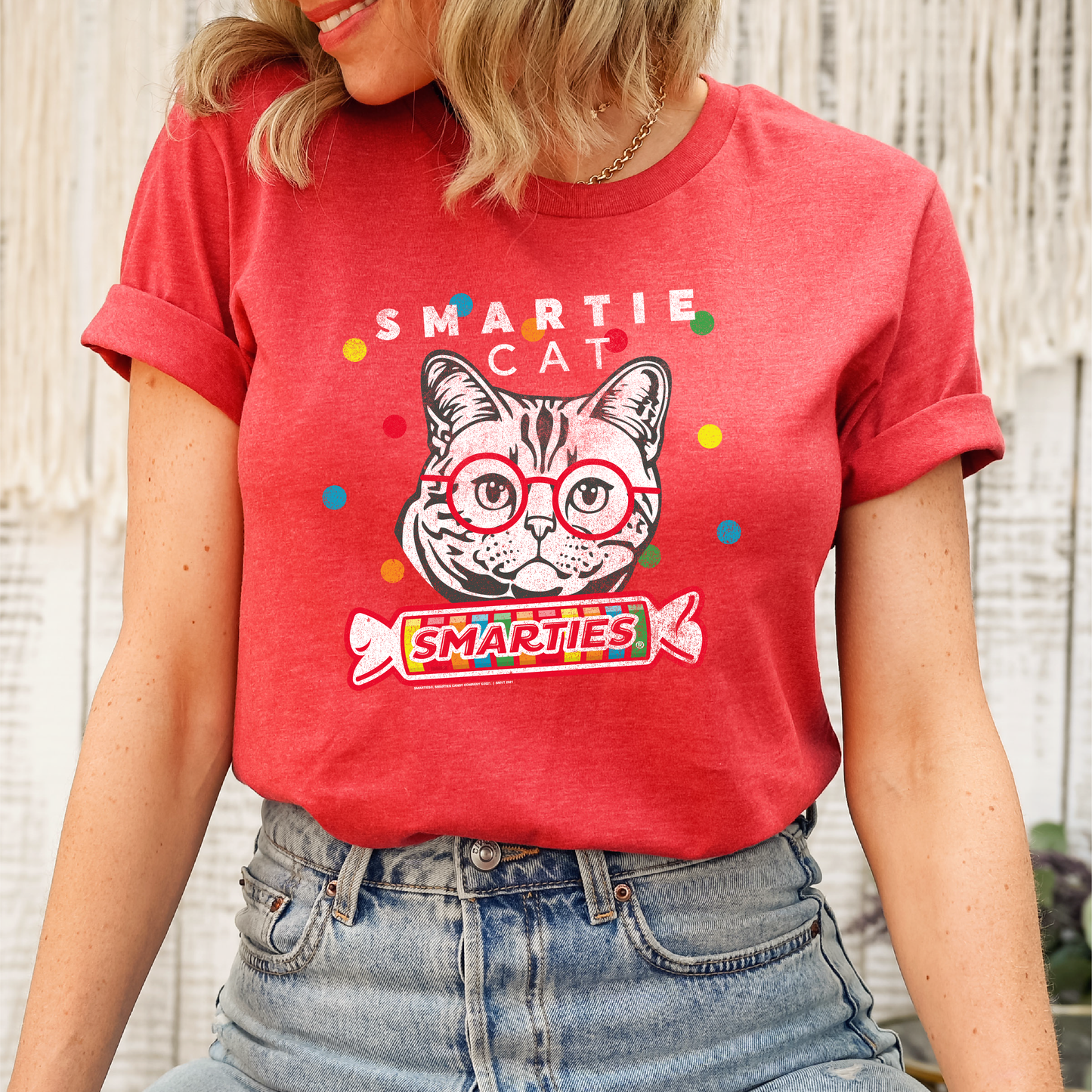 unisex smarties smartie cat shirt styled casually for candy lovers and cat enthusiasts