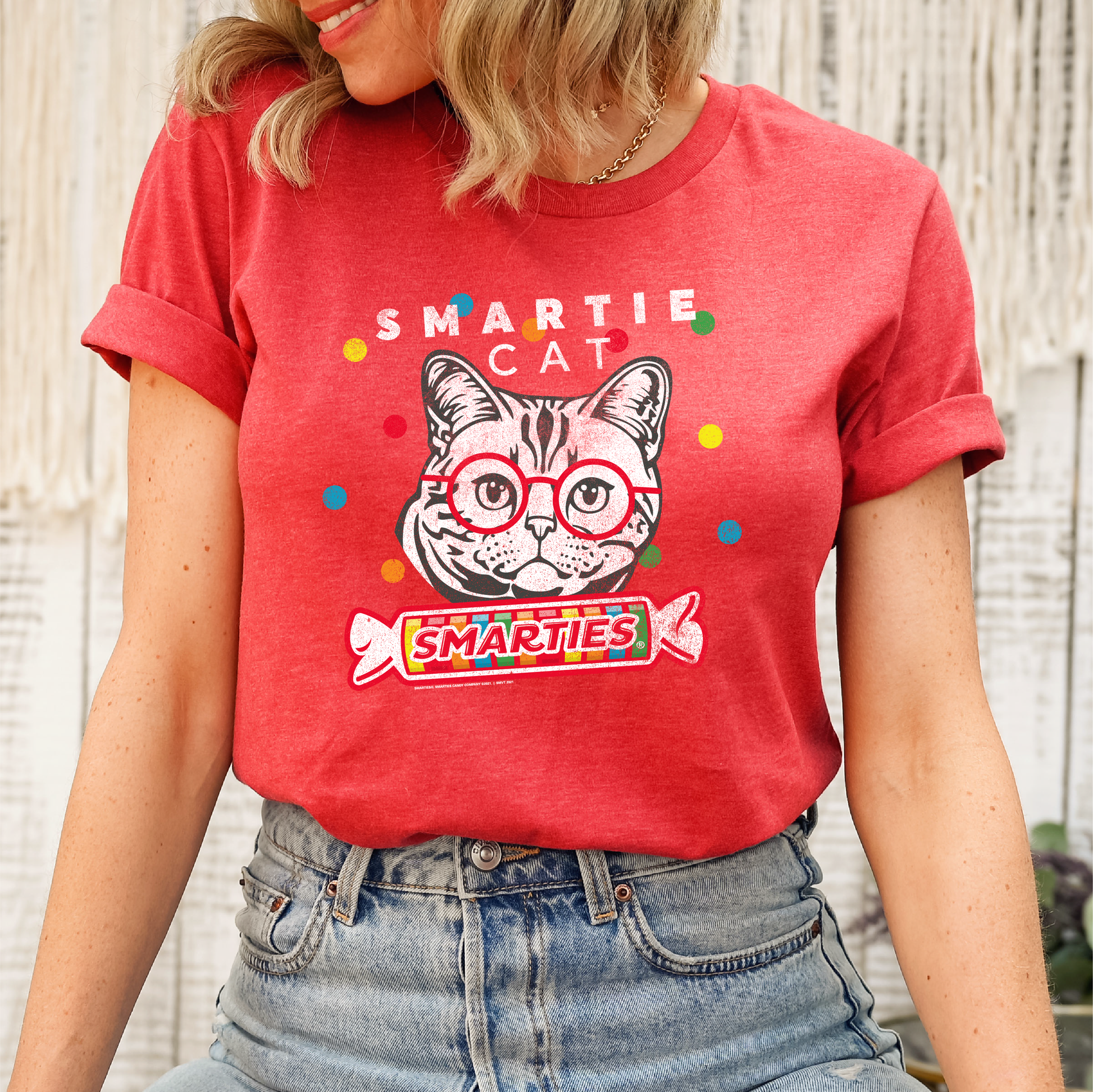 unisex smarties smartie cat shirt styled casually for candy lovers and cat enthusiasts