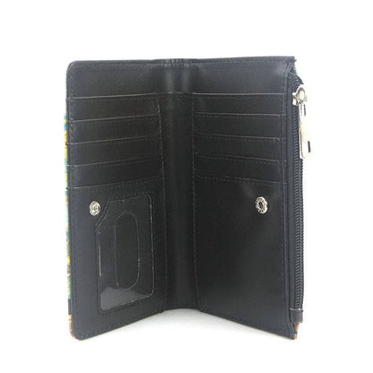 Black cat sunflower wallet in vinyl