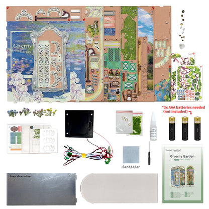 DIY Book Nook Kit: Giverny Garden w/ Dust Cover