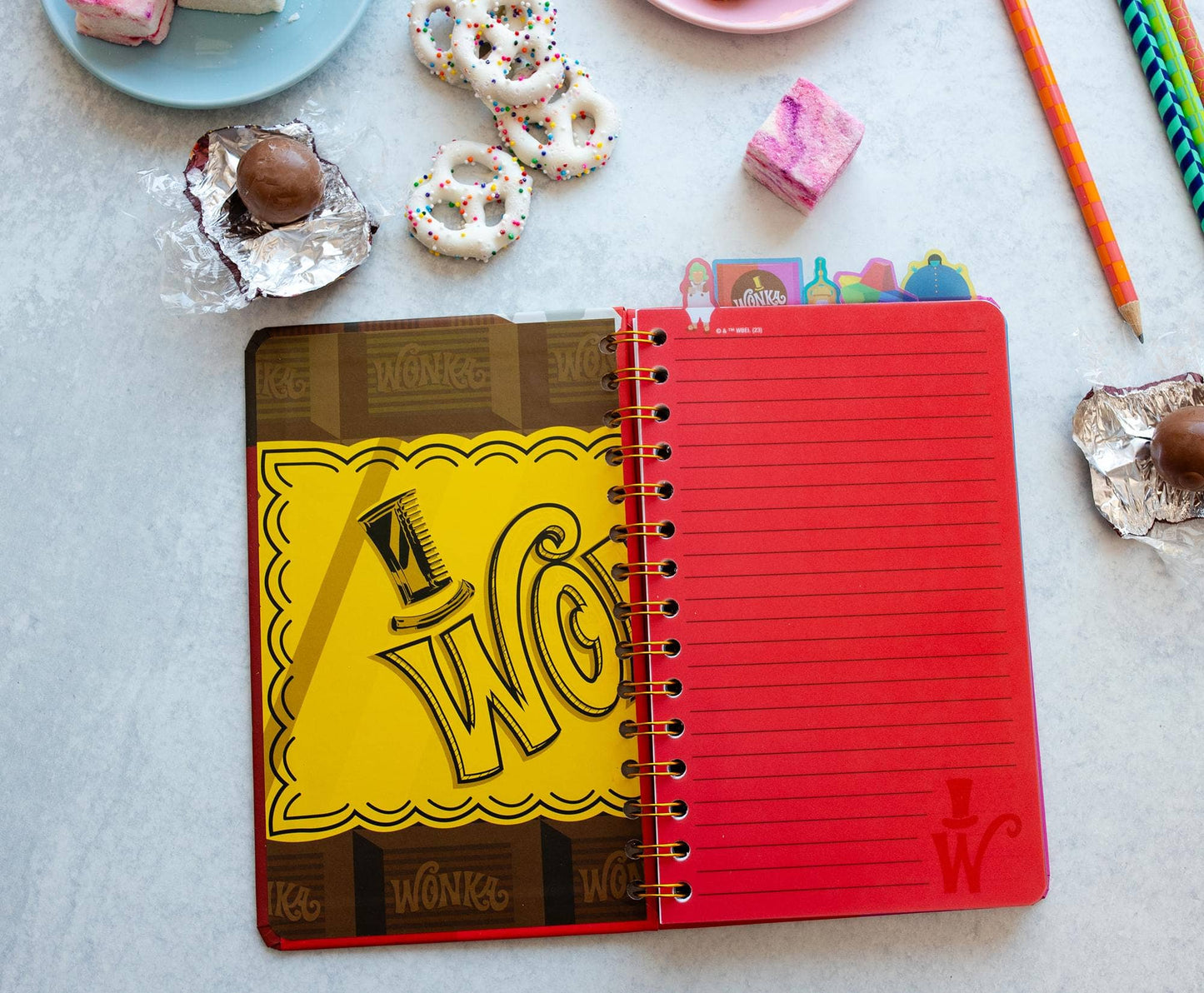 Toynk - Willy Wonka Bar 5-Tab Spiral Notebook With 75 Sheets