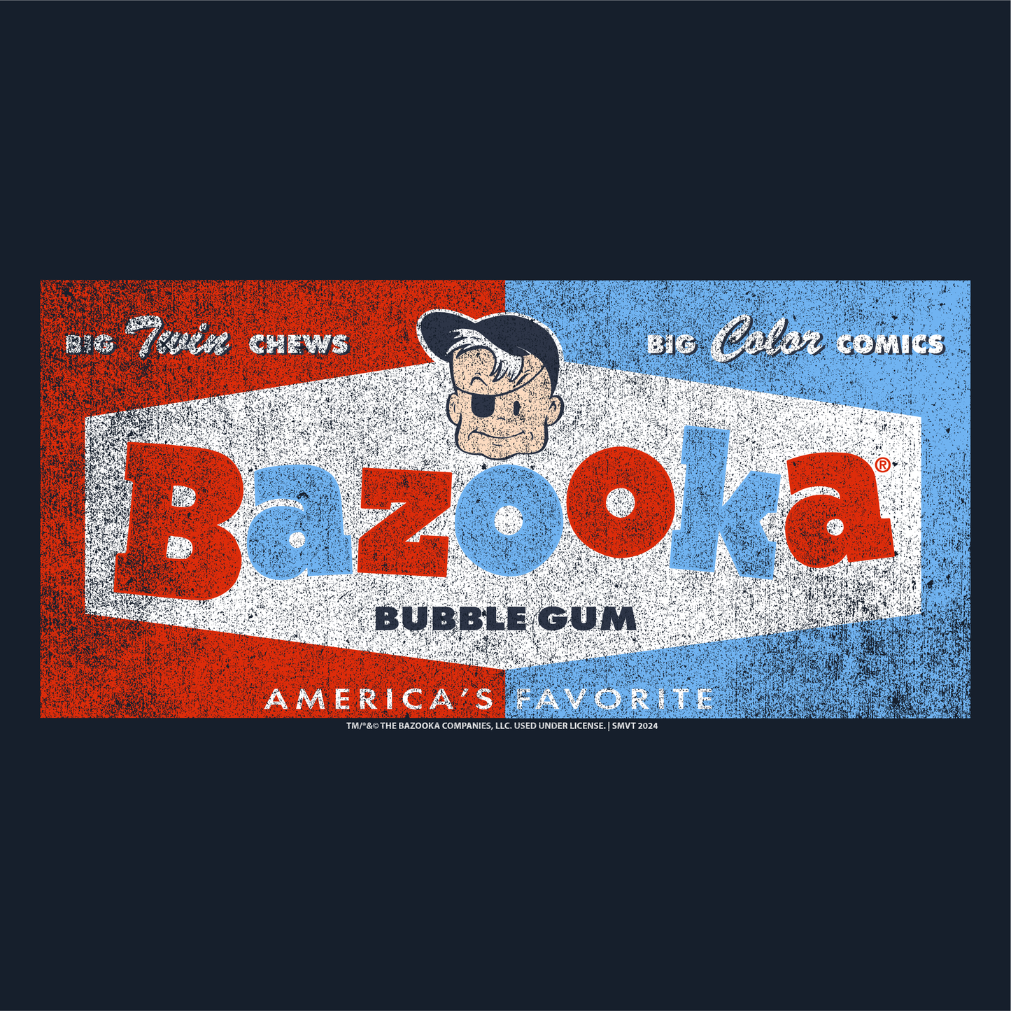 close up of bazooka big twin chews vintage candy graphic