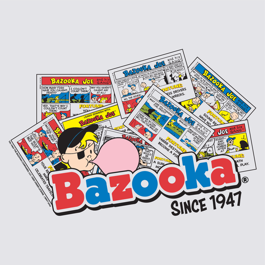 close up of bazooka joe retro comic character graphic