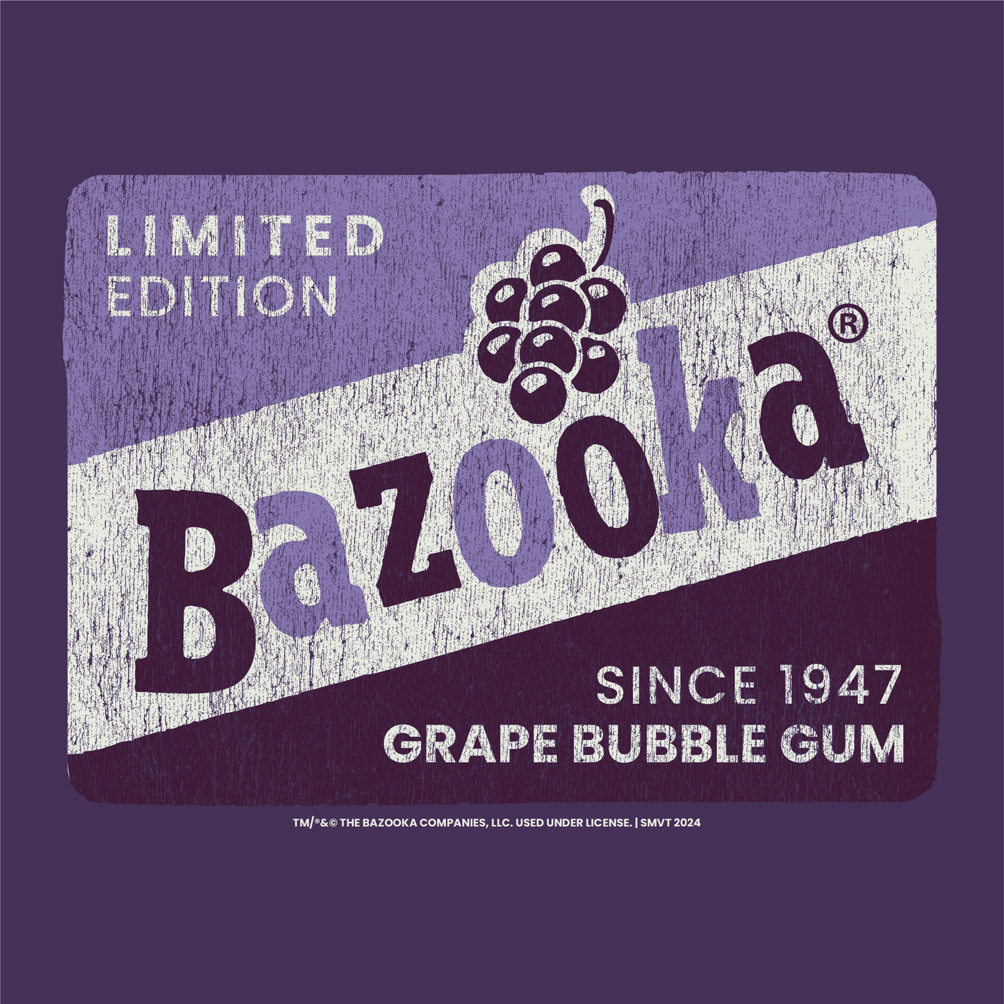 close up of bazooka vintage grape bubble gum graphic