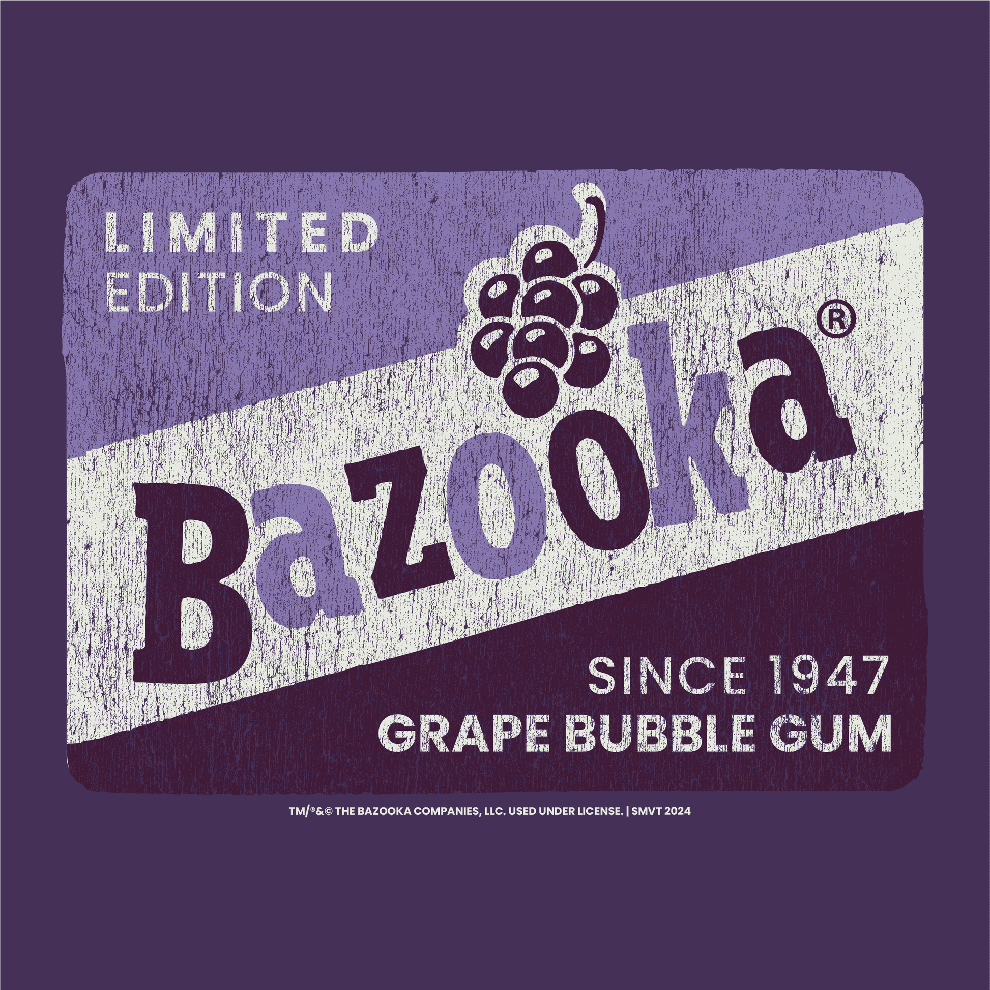 close up of bazooka vintage grape bubble gum graphic