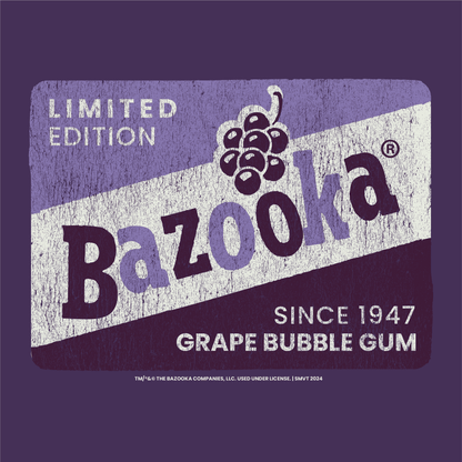 close up of bazooka vintage grape bubble gum graphic