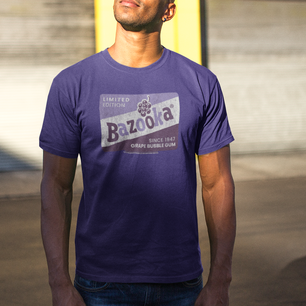 unisex bazooka grape bubble gum shirt styled casually nostalgic candy lover outfit