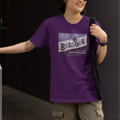 unisex bazooka grape bubble gum shirt styled casually nostalgic candy lover outfit