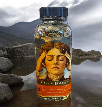 Slammin' Headache Loose Leaf Tea glass jar supports head pai