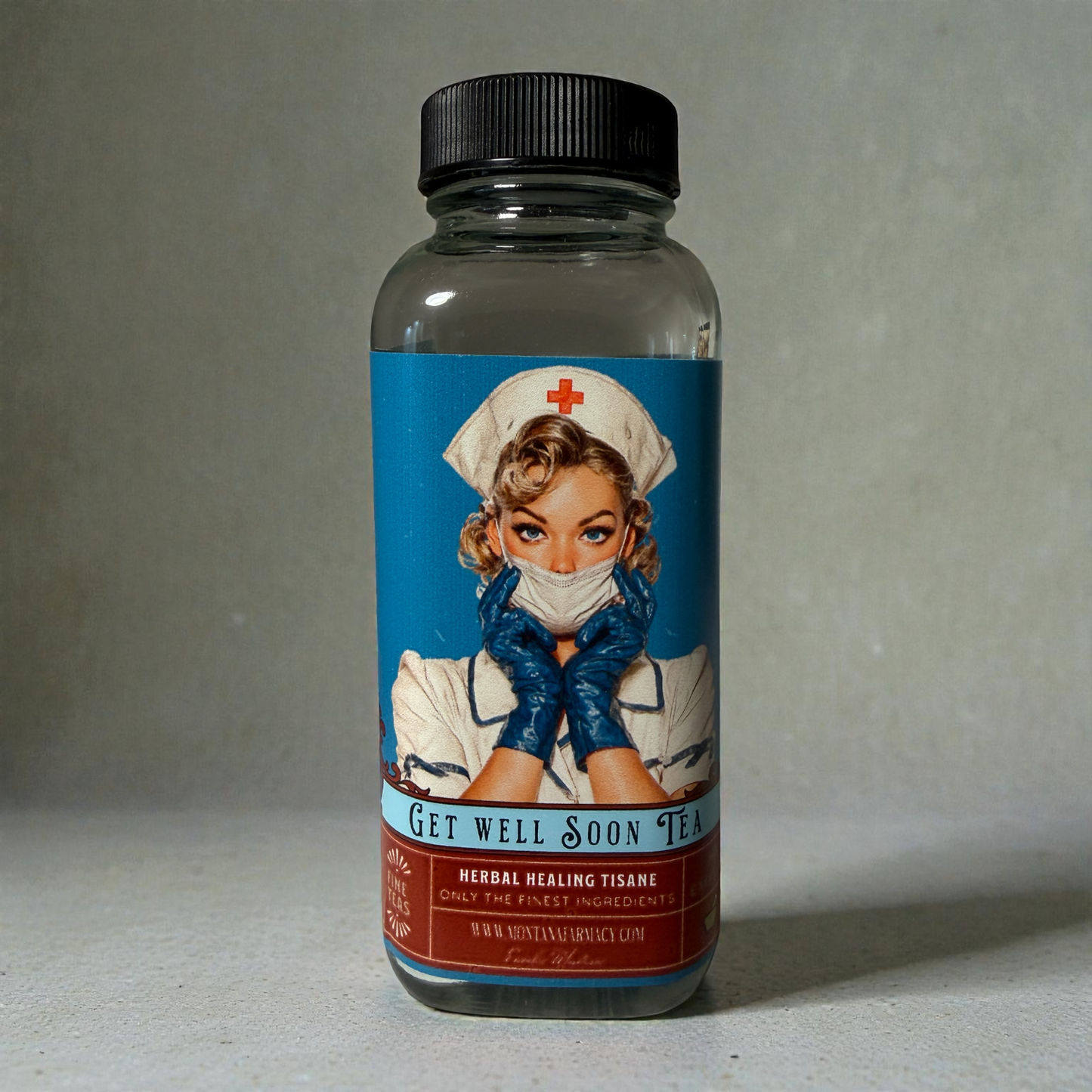Montana Farmacy - Get Well Soon Greeting Card Tea Nurse me back to health Jar