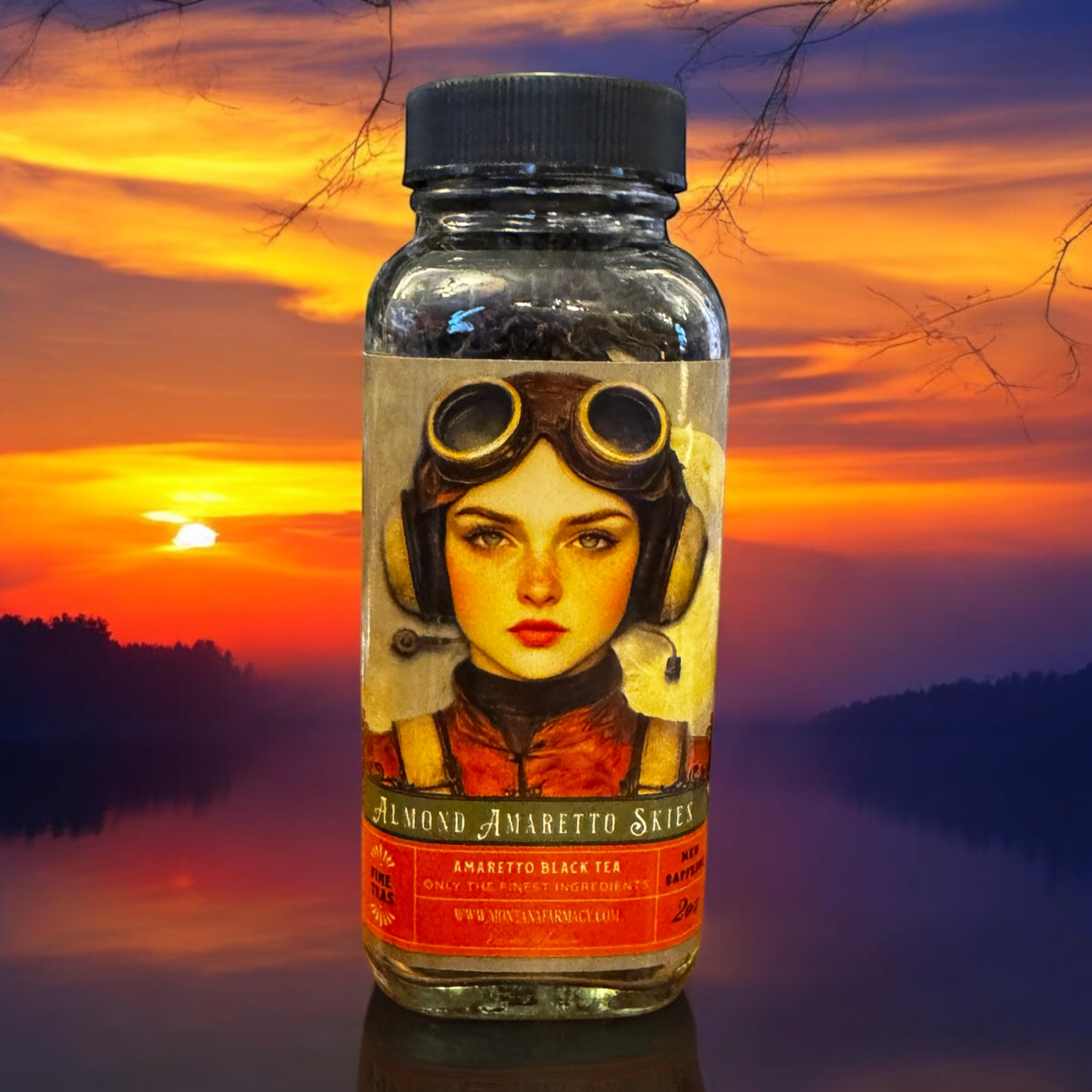 Amaretto Skies Almond Amaretto Deep Etherial Tea in Glass Ja