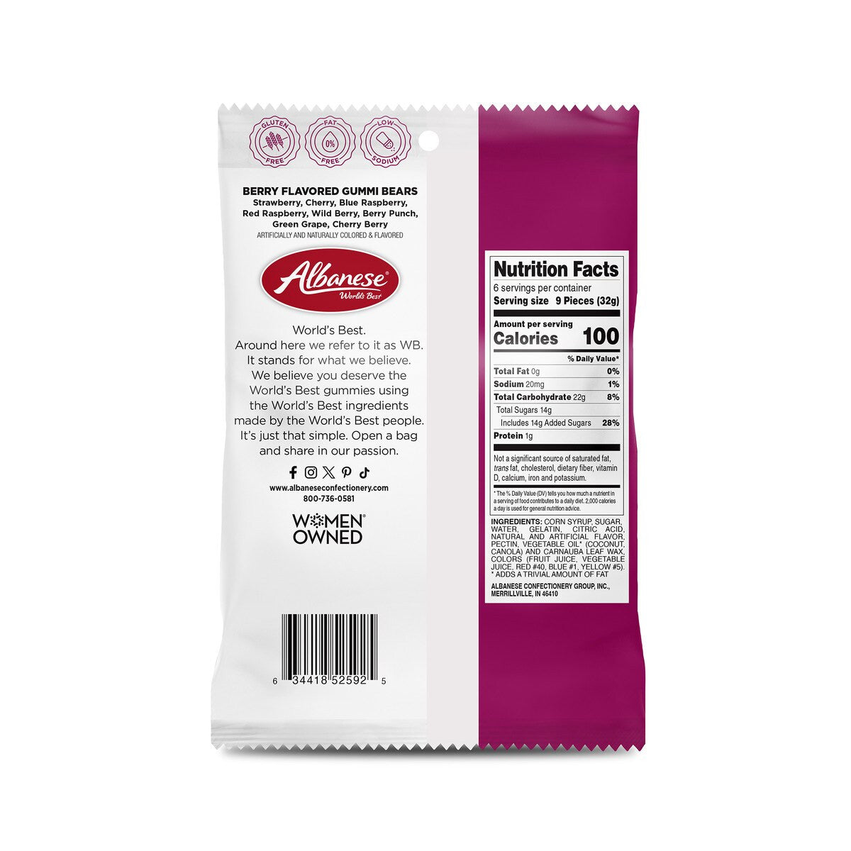 Albanese Berry Flavored Gummi Bears- 7.5oz