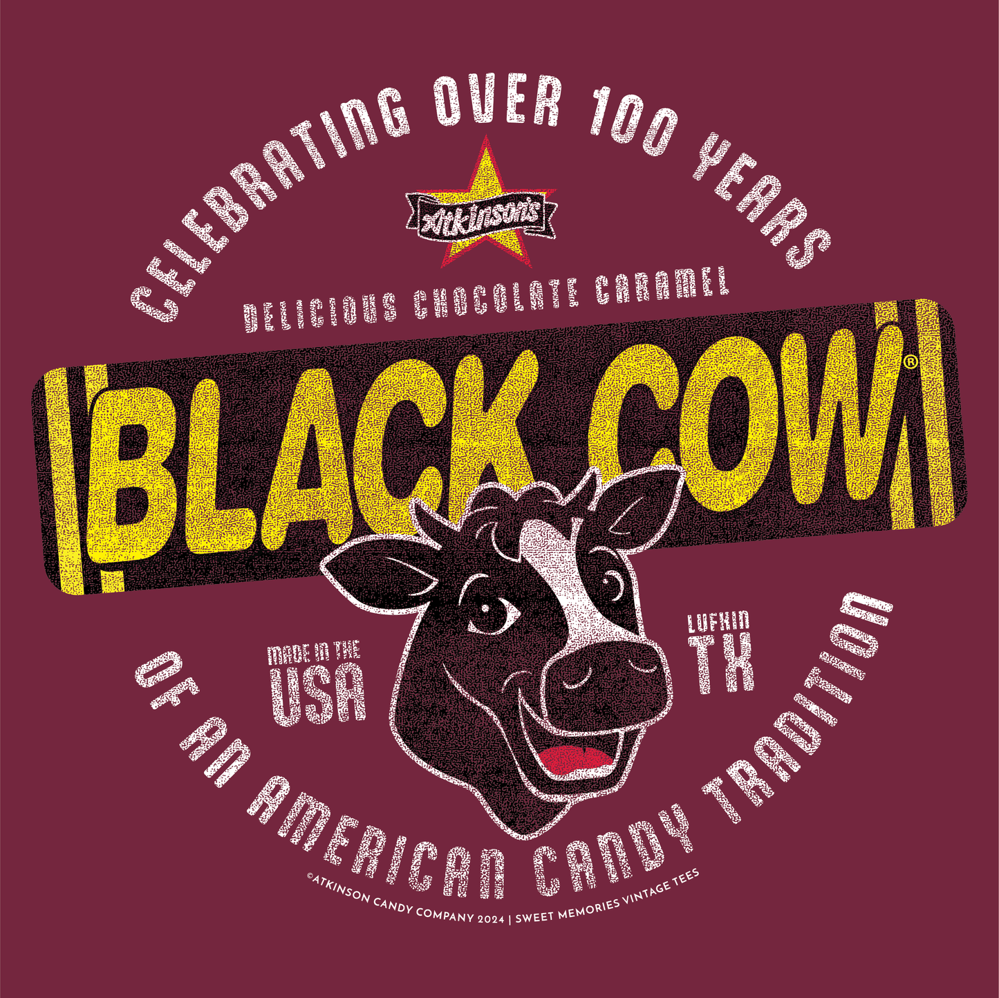 close up of black cow delicious chocolate caramel candy graphic