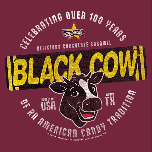 close up of black cow delicious chocolate caramel candy graphic