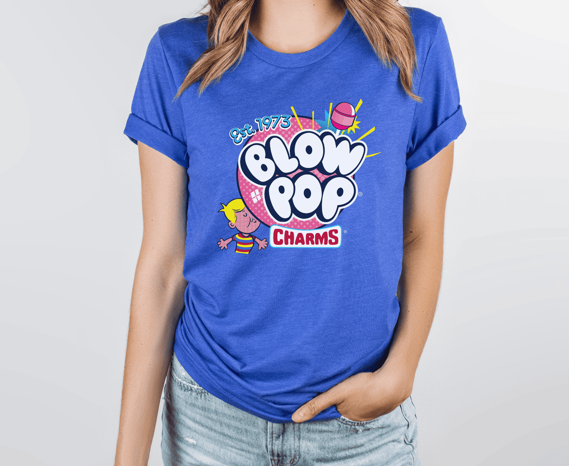 unisex blow pop retro charms shirt styled casually for candy lovers and pop art enthusiasts