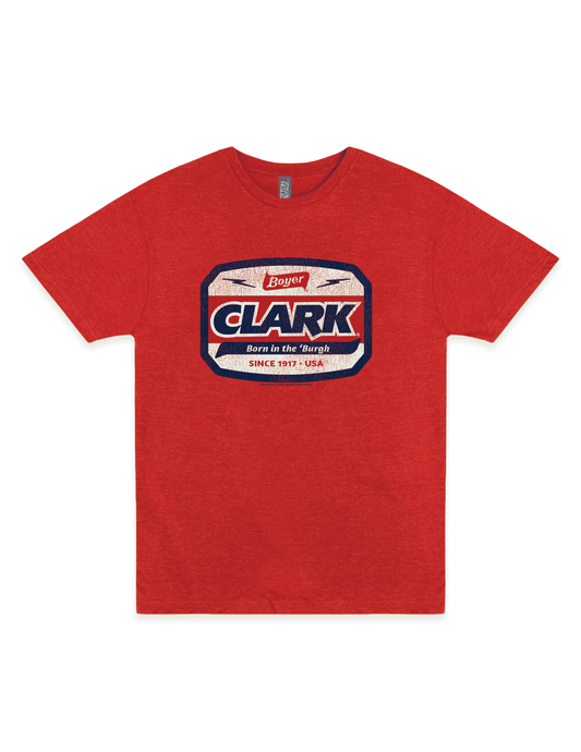 Officially licensed Boyer® Clark Bar® Born in the 'Burgh unisex graphic T-shirt featuring a vintage-inspired Clark Bar design celebrating Pittsburgh pride.