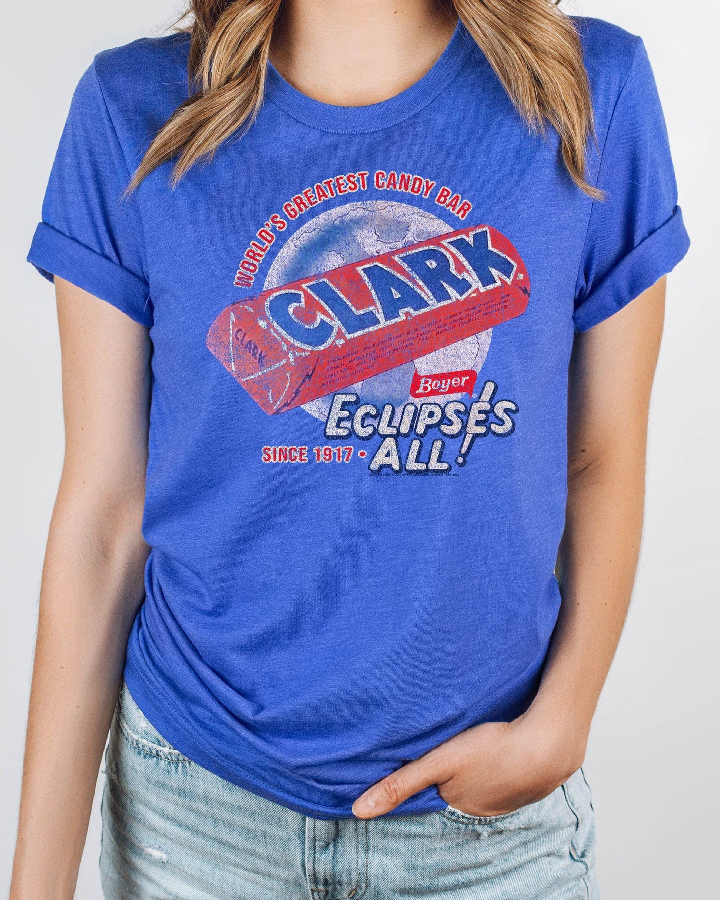 unisex clark bar candy shirt styled casually nostalgic candy lover outfit