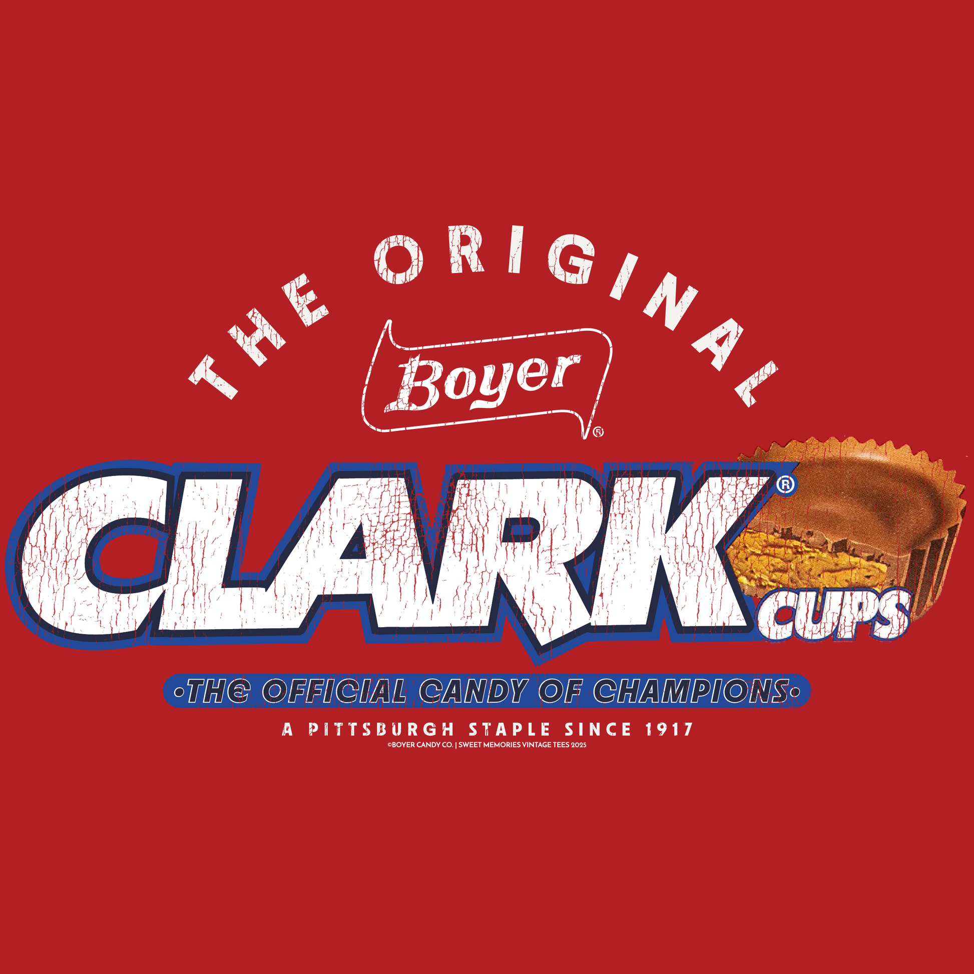 close up of boyer clark cups the original vintage candy logo graphic