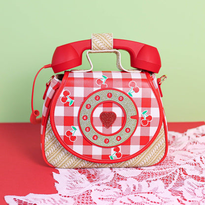 Ring Ring Phone Convertible Handbag - Cherry