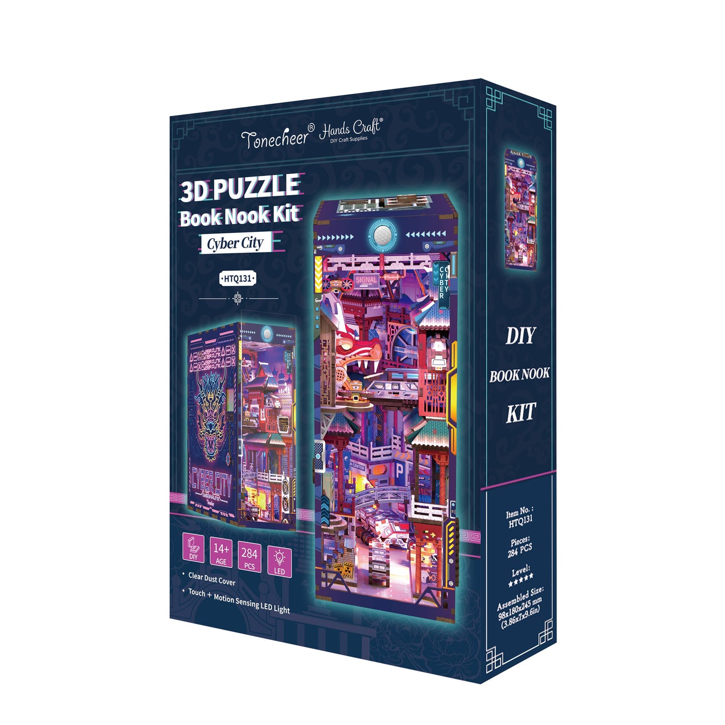 DIY Miniature House Book Nook Kit: Cyber City w/ Dust Coverl