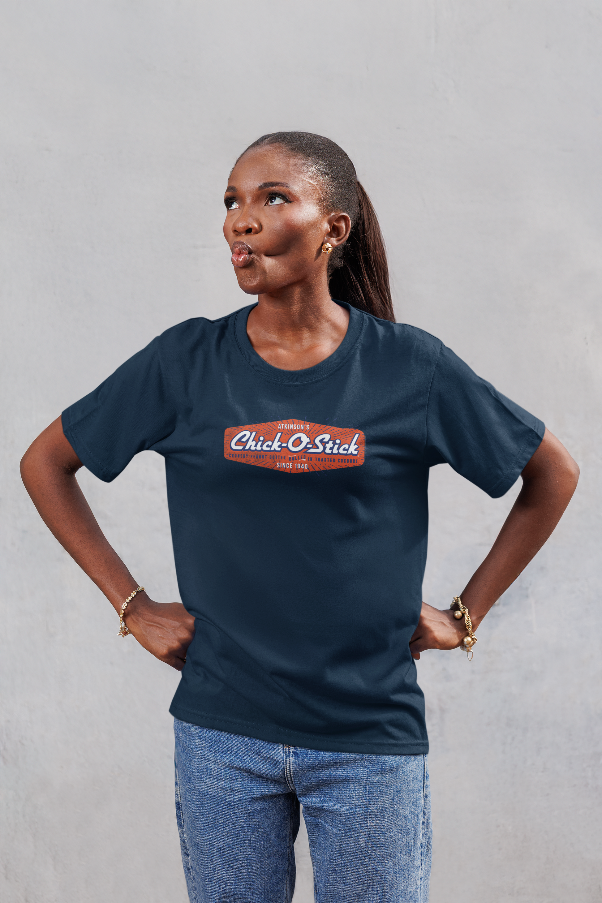 unisex chick o stick candy shirt styled casually nostalgic candy lover outfit