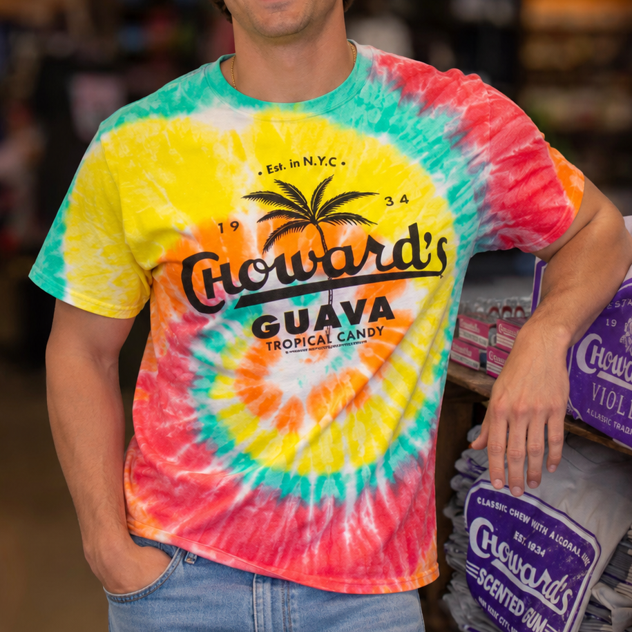 unisex chowards guava tie dye shirt styled casually tropical candy lover outfit