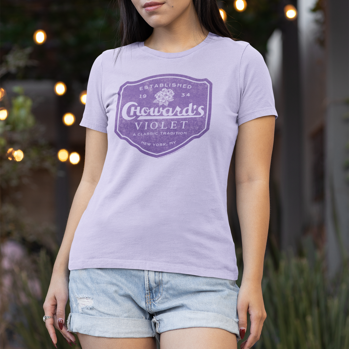 unisex chowards violet candy shirt styled casually nostalgic candy lover outfit