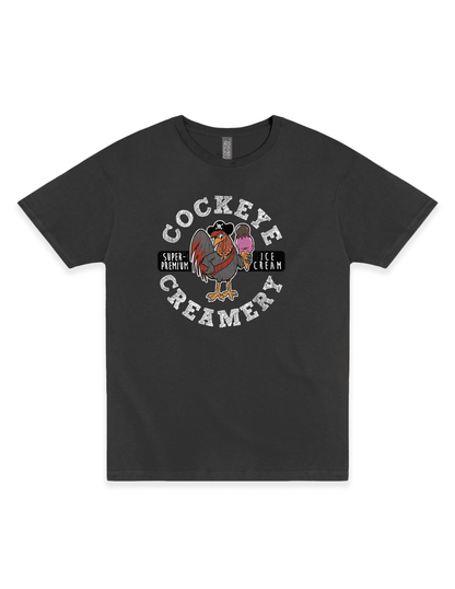 cockeye creamery vintage circle graphic t shirt retro ice cream brand unisex warren ohio tee