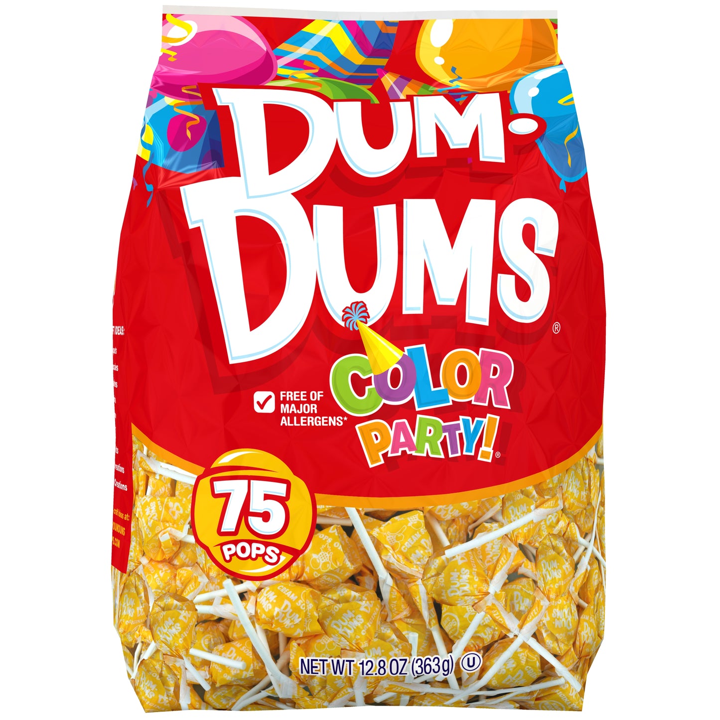 Spangler Dum Dums Color Party Gusset Bag Yellow -Cream Soda 12.8oz