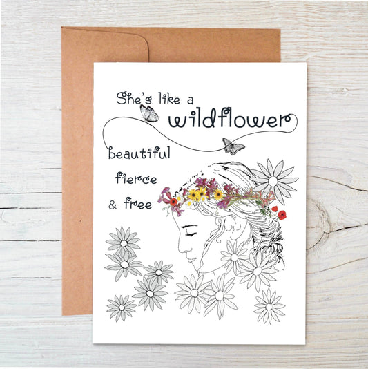 The Raven’s Edge Studio - Plantable Wildflower Seed Card: "She's Like a Wildflower"