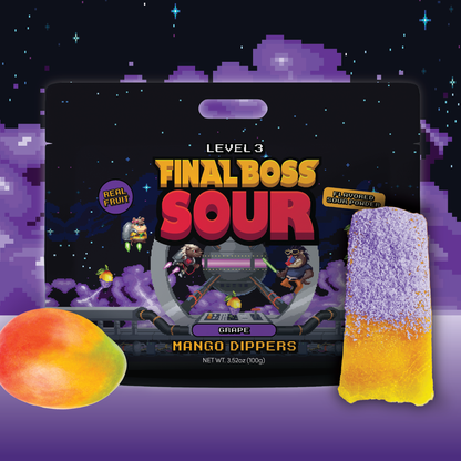 Final Boss Sour - Mango Dippers 1-Pack (Blue Razz, Green Apple, Grape, Cherry)