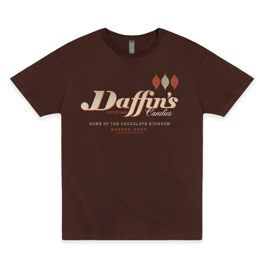 daffins candies since 1949 sharon pennsylvania graphic t shirt vintage chocolate shop unisex nostalgia tee