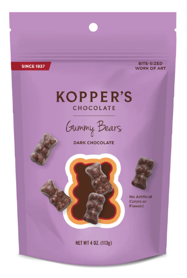 Kopper's Dark Chocolate Gummy Bears - 4oz Pouch