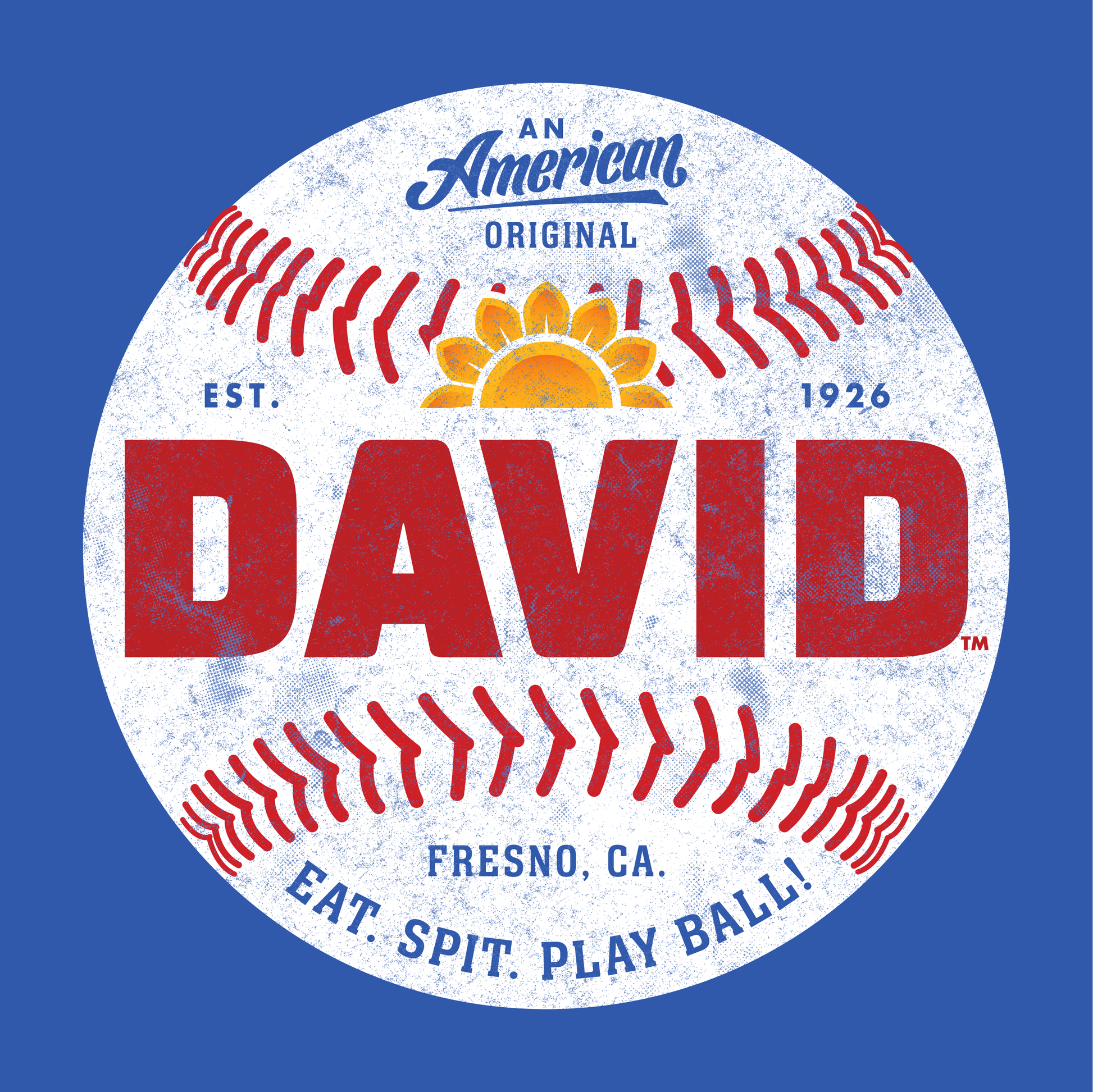 close up of david all american original baseball graphic