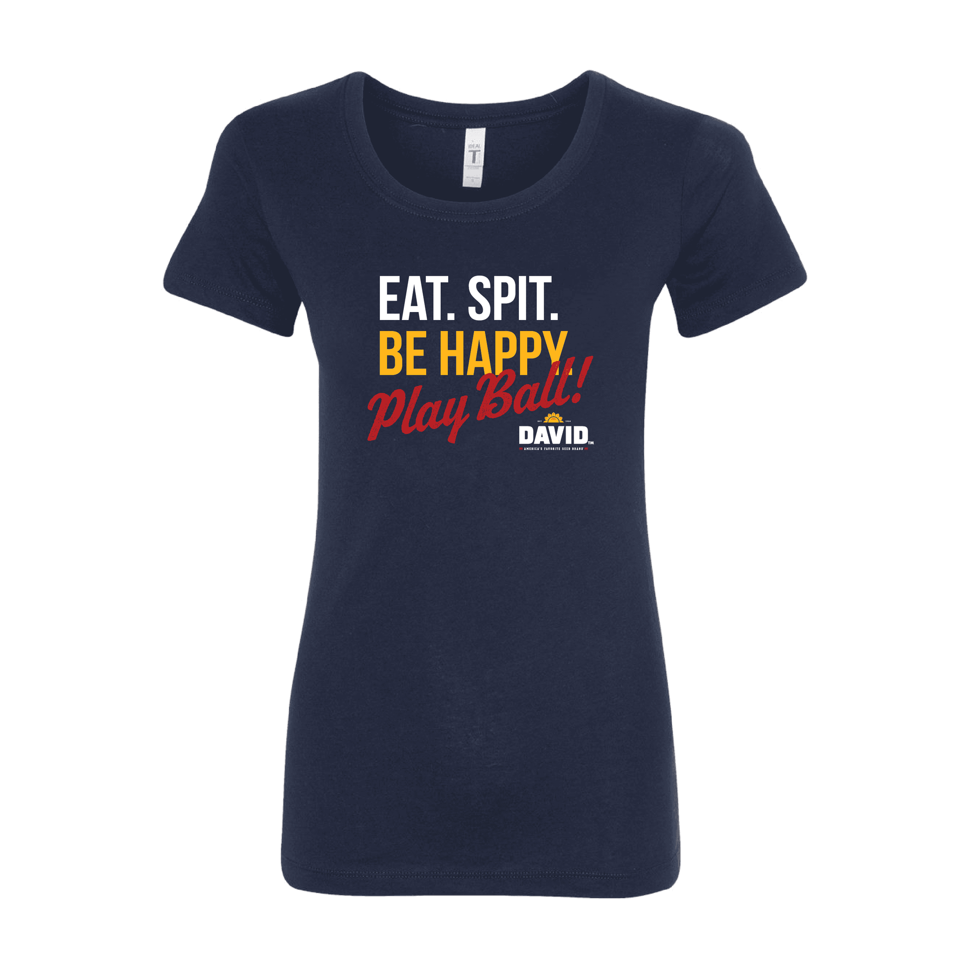 david eat spit be happy play ball graphic t shirt officially licensed baseball womens tee