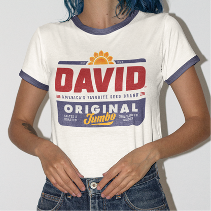 unisex david sunflower seeds ringer tee styled casually retro baseball snack outfit
