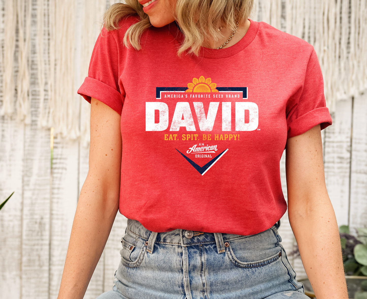 unisex david sunflower seeds baseball shirt styled casually retro sports snack outfit