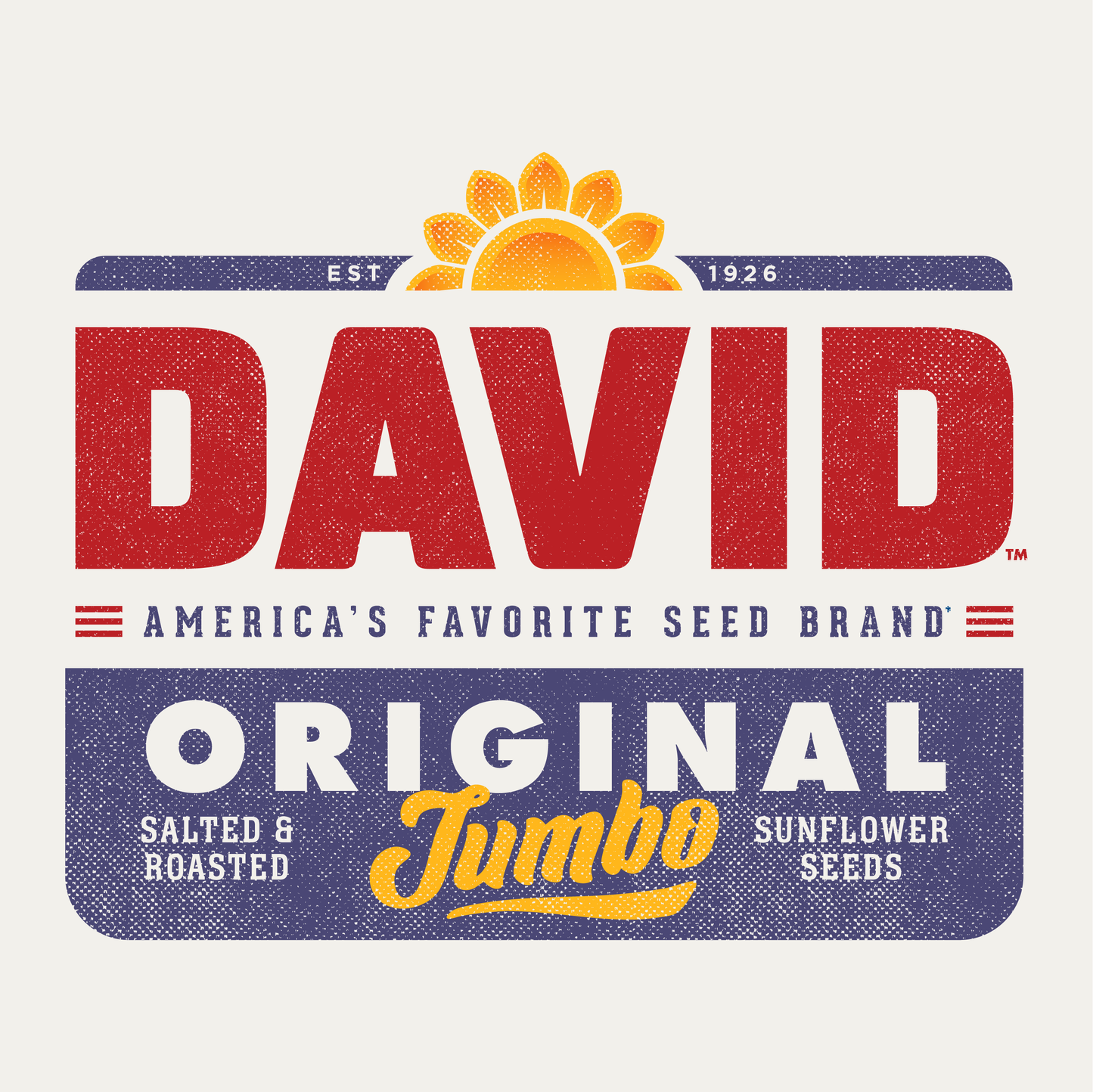close up of david sunflower seeds retro logo graphic